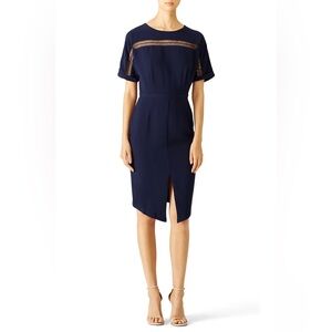 Adelyn Rae Blue Sheath Dress Short Cuffed Sleeves Crew Neck